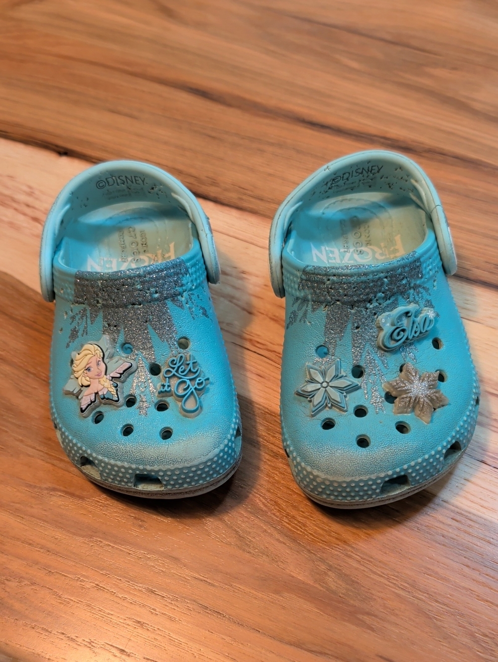 Disney Frozen Elsa Turquoise Glitter Kids Water Clogs